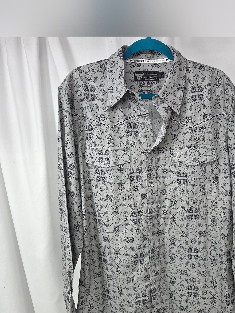 Cowboy Hardware Pearl Snap Paisley Print Western Shirt Men's Medium
